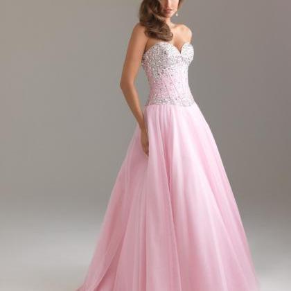 Pink Prom Dresses With Lace Up Back 2015 Dress..