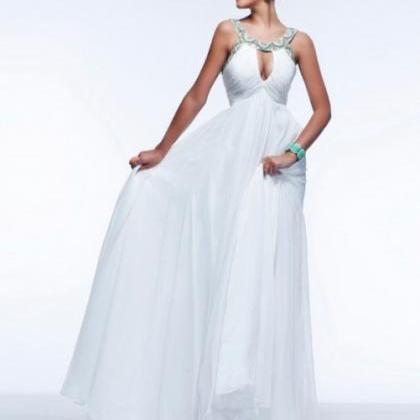 Sexy White V Neck Long Prom Dresses 2015 Women..