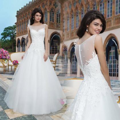 White Ball Gown Wedding Dress Plus Size Bridal..